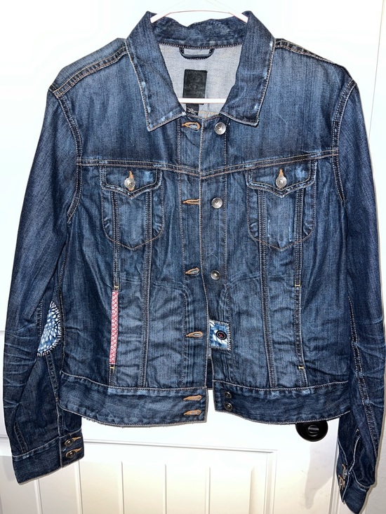 Lucky Brand Jackets & Blazers - EUC! Lucky Brand Indigo Blue Denim Jacket with Quilt Patch Details Size XL